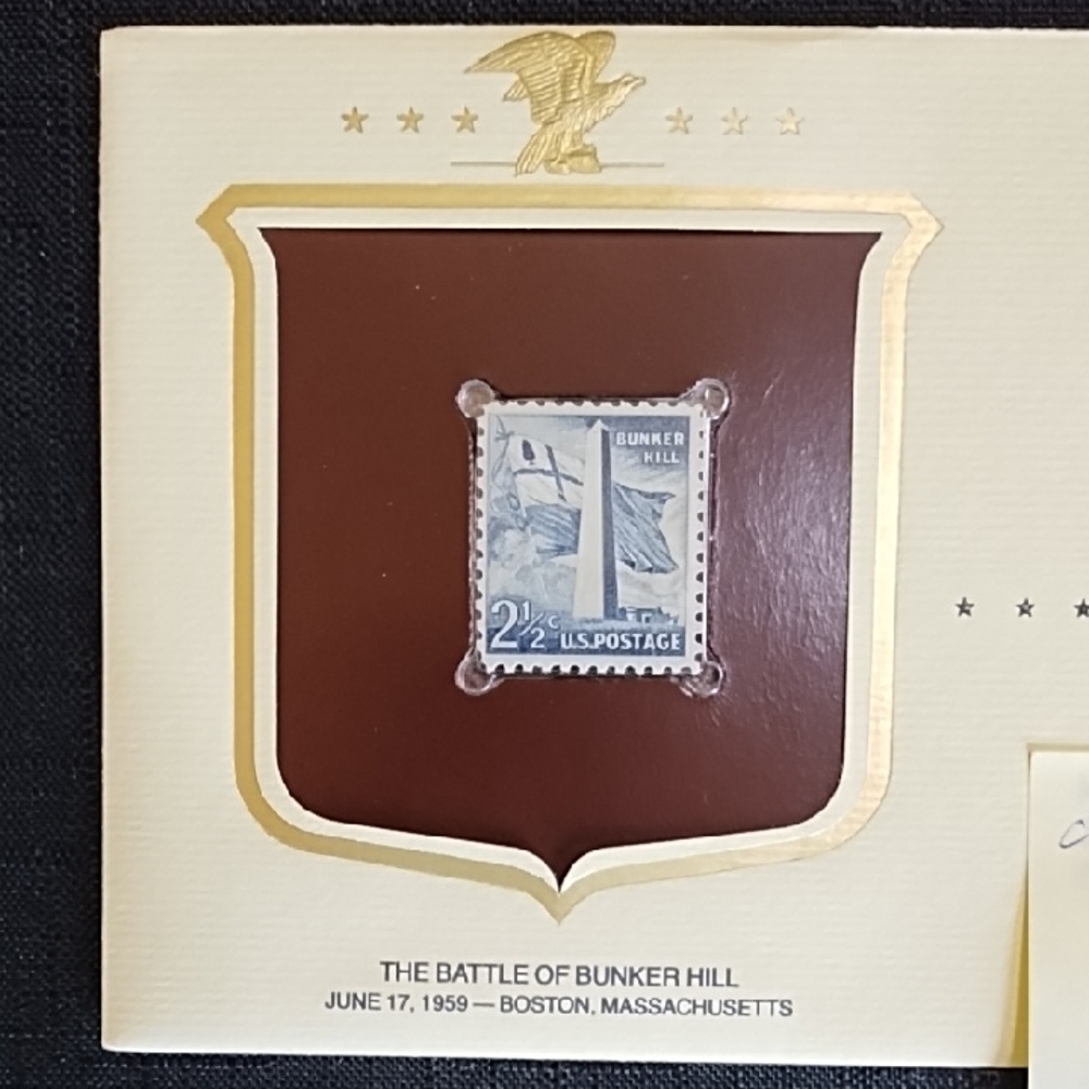 Vintage Battle of Bunker Hill Postage Stamp Display "Historic Stamps of America"